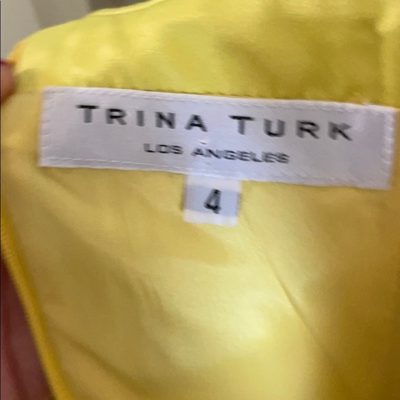 Trina Turk 100% silk peplum dress size 4 yellow - Picture 10 of 11